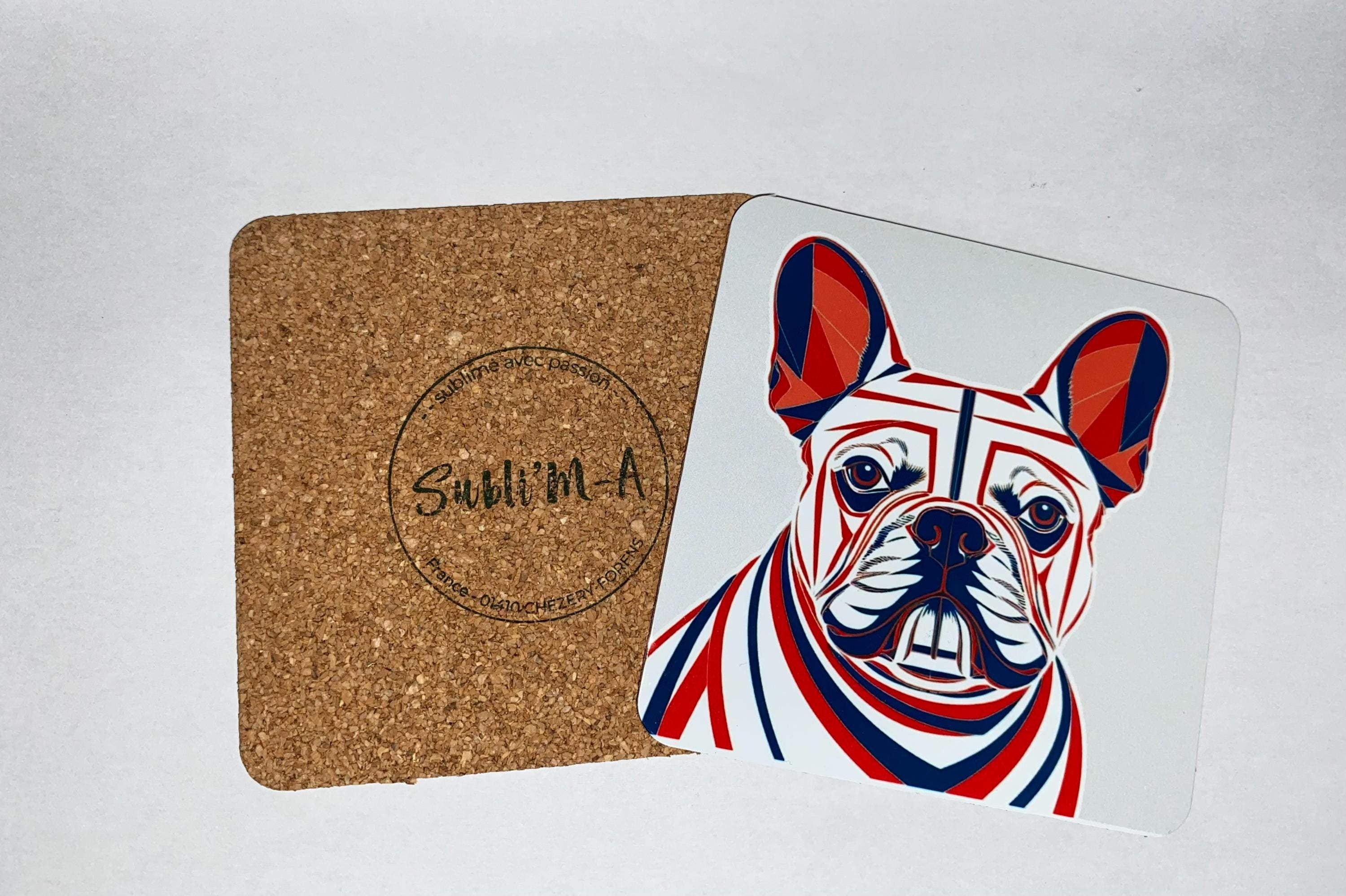 Lot 4 sous-verres/dessous de tasses, sous-bocks, carrés, thème Bouledogue Français