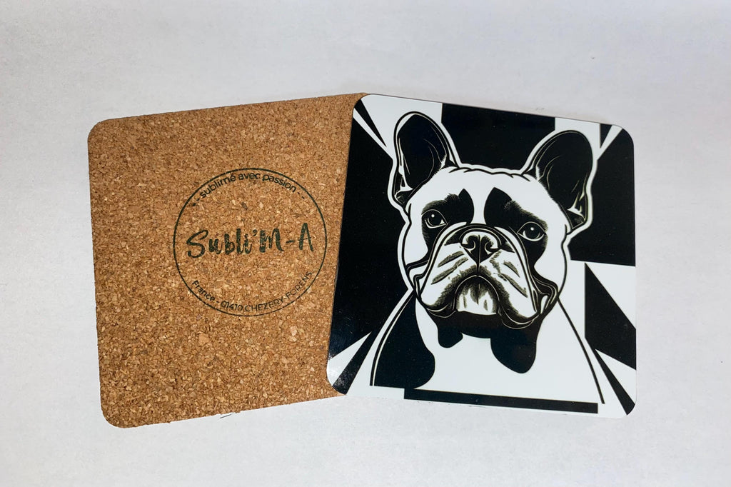 Lot 4 sous-verres/dessous de tasses, sous-bocks, carrés, thème Bouledogue Français