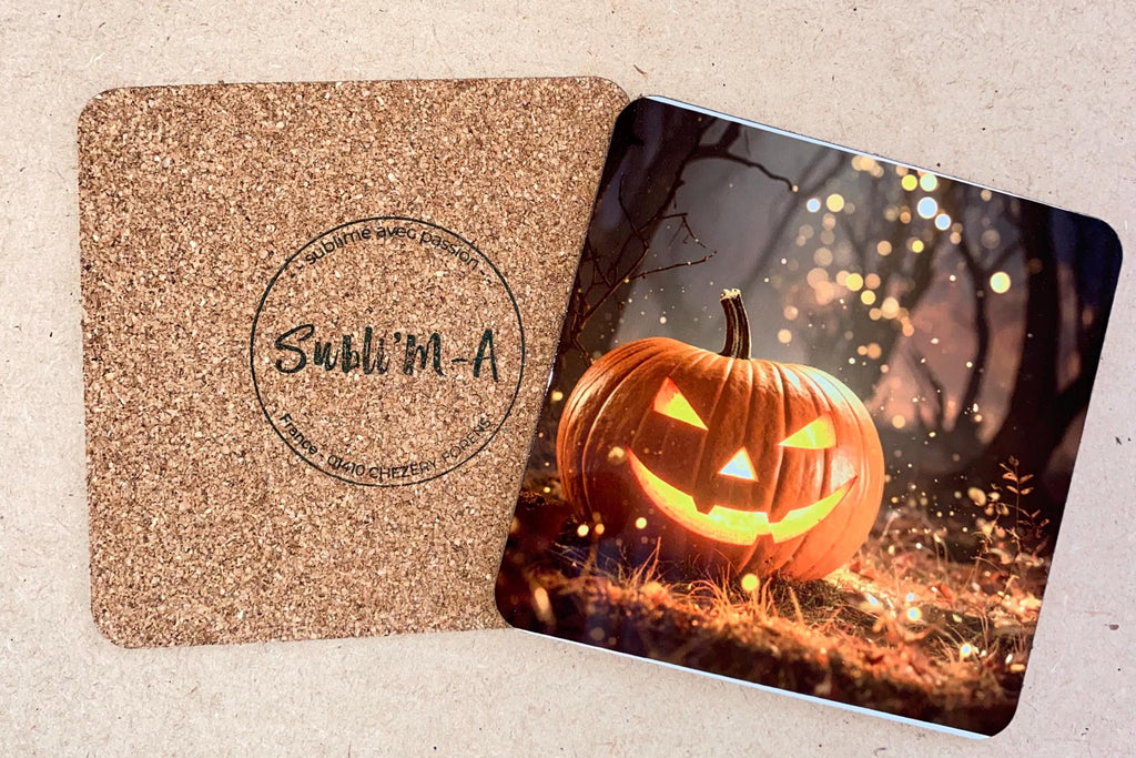 Lot 4 sous-verres/dessous de tasses, sous-bocks, carrés, thème Halloween