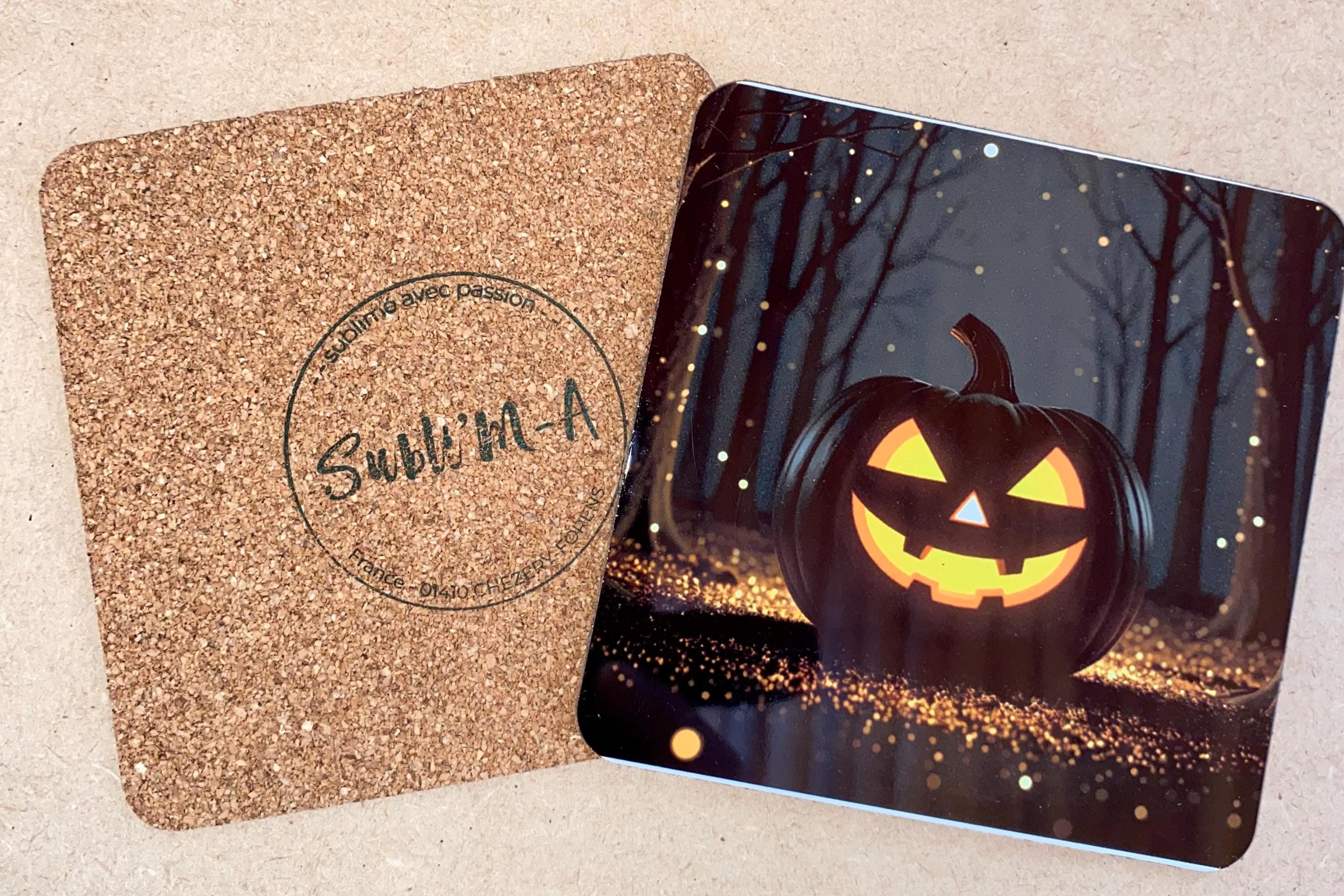 Lot 4 sous-verres/dessous de tasses, sous-bocks, carrés, thème Halloween