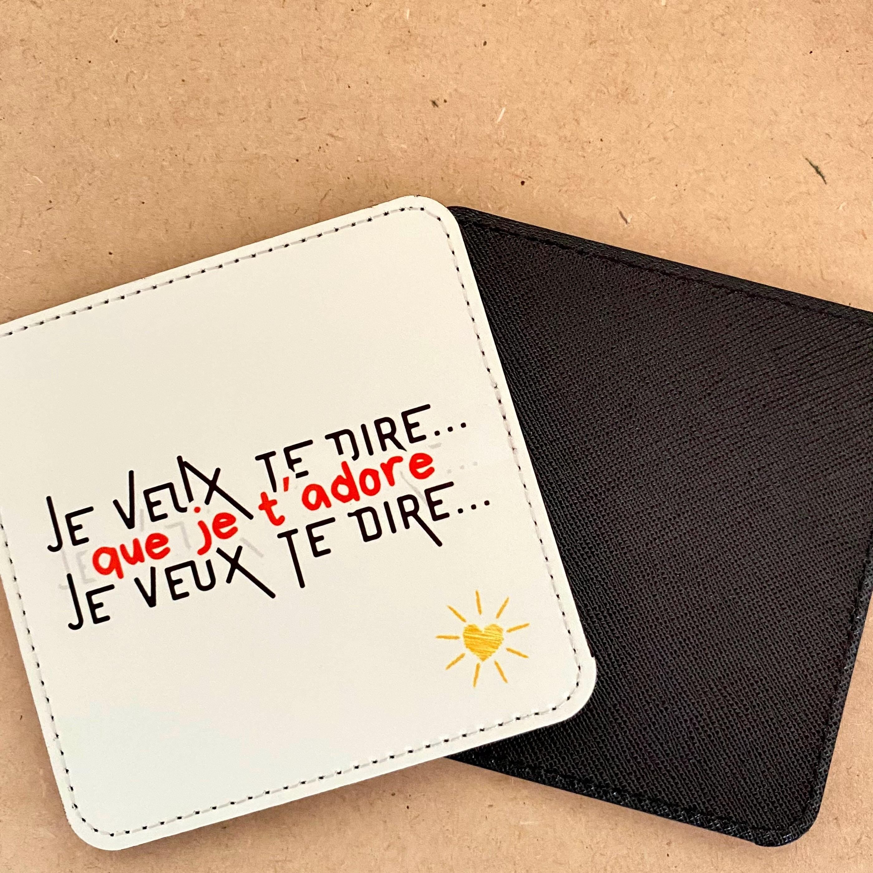 Lot de 4 Sous-verres/dessous de tasses, sous-bocks, texte « je veux te dire que… »