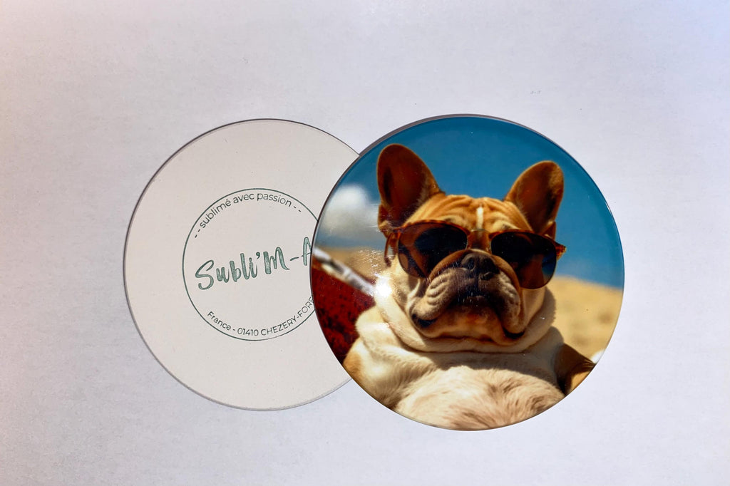 Lot 4 sous-verres/dessous de tasses, sous-bocks, céramiques, ronds, thème Bouledogue Français