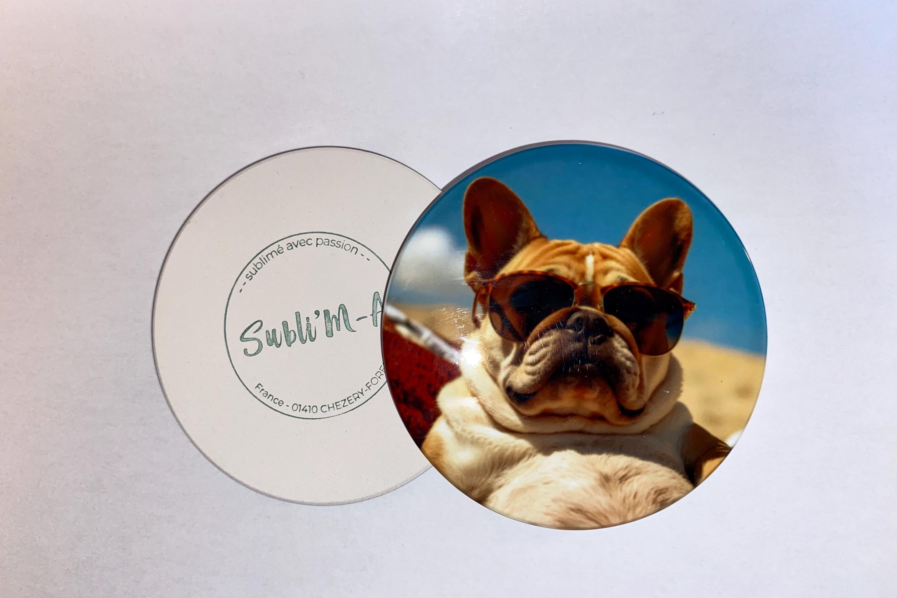 Lot 4 sous-verres/dessous de tasses, sous-bocks, céramiques, ronds, thème Bouledogue Français