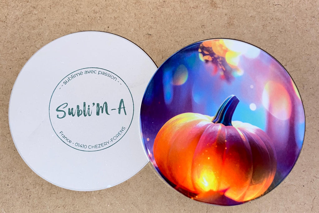 Lot 4 sous-verres/dessous de tasses, sous-bocks, céramiques, ronds, thème Halloween féérique