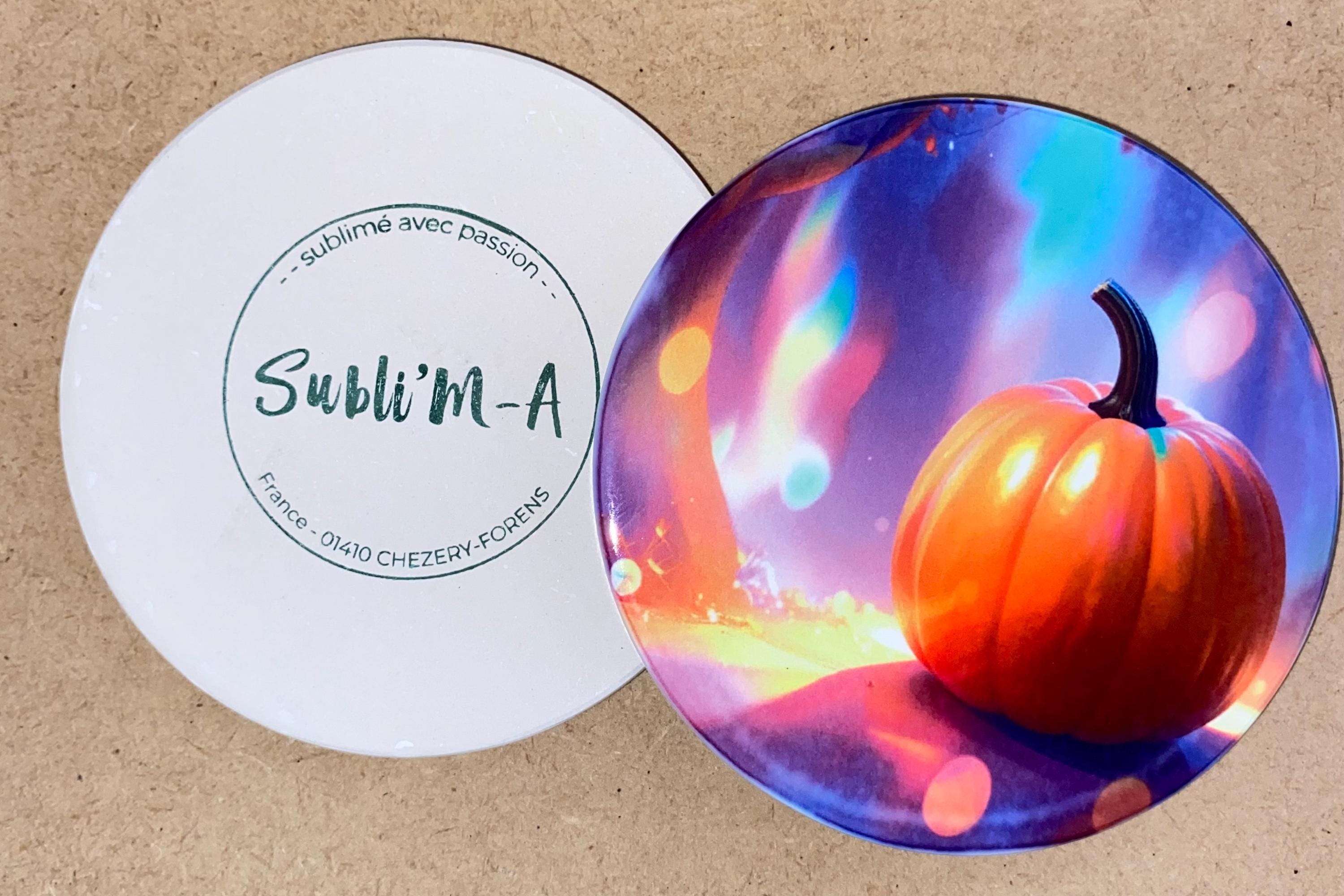 Lot 4 sous-verres/dessous de tasses, sous-bocks, céramiques, ronds, thème Halloween féérique