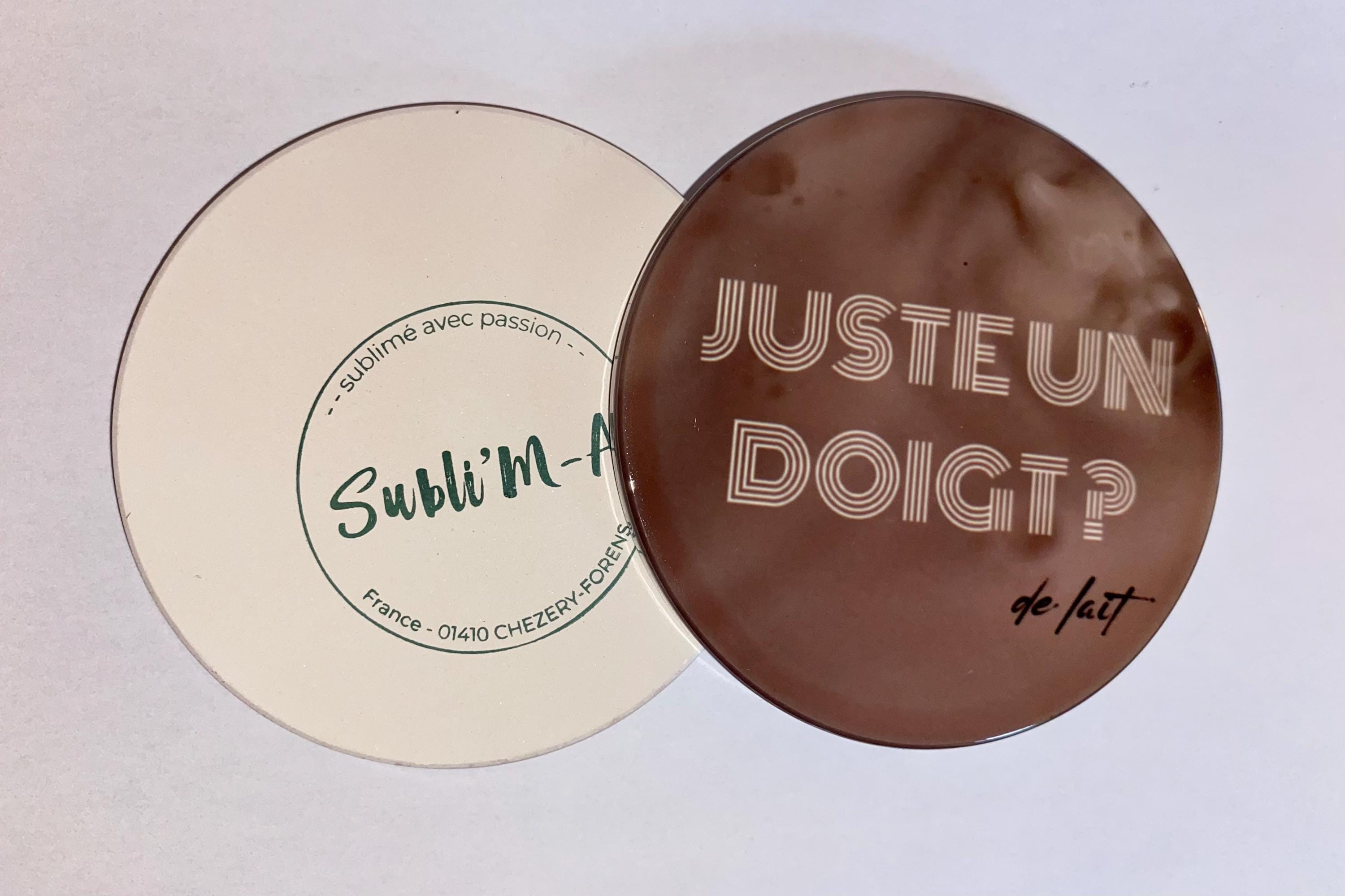 Lot 4 sous-verres/dessous de tasses, sous-bocks, céramiques, ronds, thème Jeu de Mots