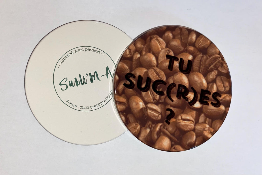 Lot 4 sous-verres/dessous de tasses, sous-bocks, céramiques, ronds, thème Jeu de Mots