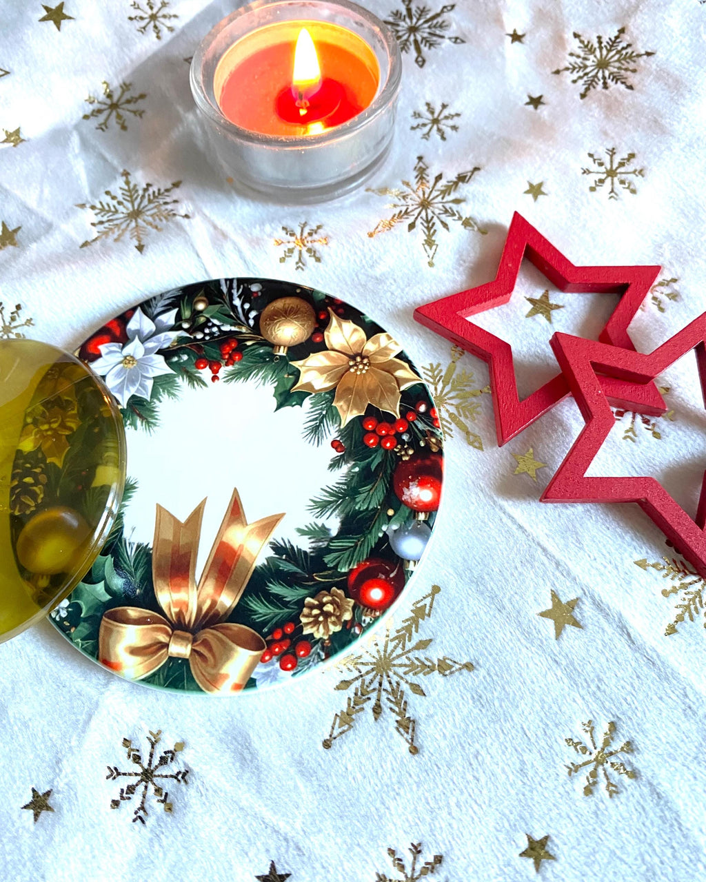 Lot 4 sous-verres, dessous de tasse, sous-bocks, ronds, thème Noël
