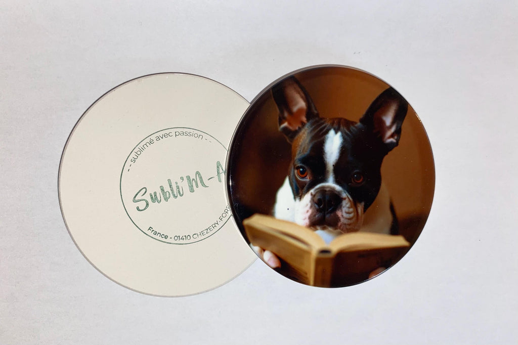 Lot 4 sous-verres/dessous de tasses, sous-bocks, céramiques, ronds, thème Bouledogue Français