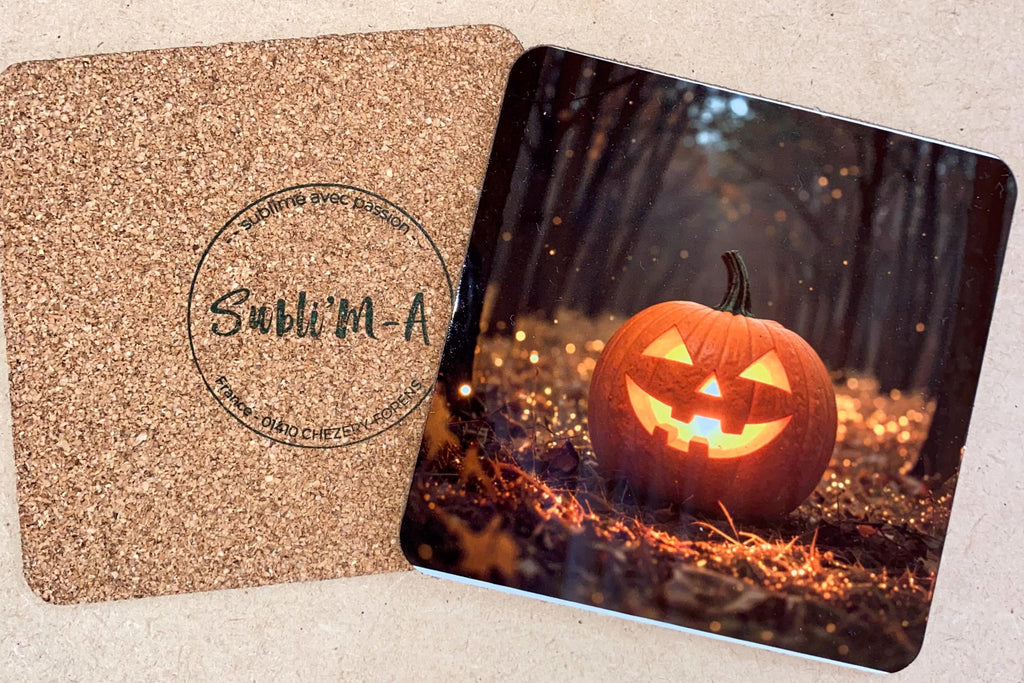 Lot 4 sous-verres/dessous de tasses, sous-bocks, carrés, thème Halloween