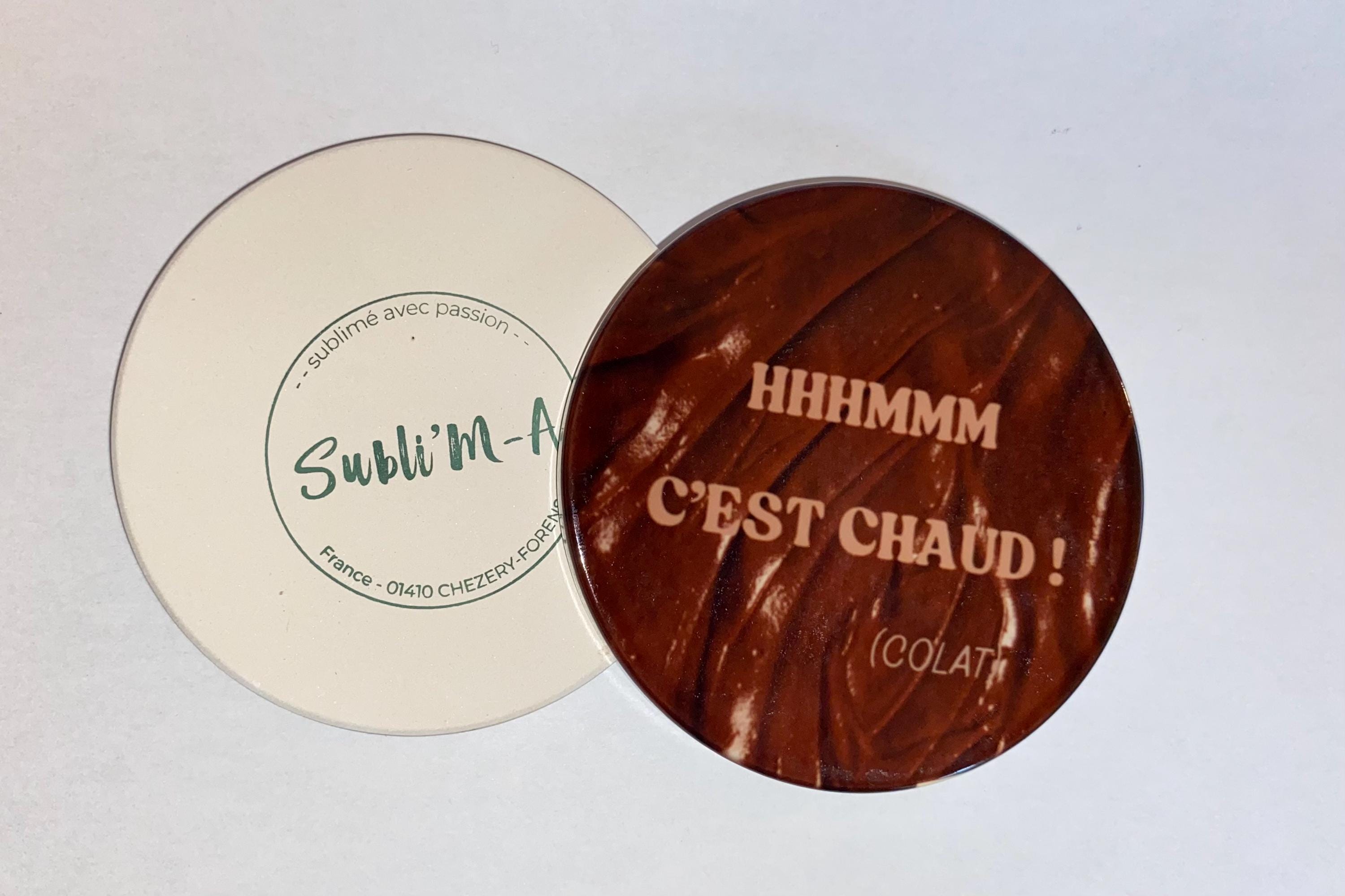 Lot 4 sous-verres/dessous de tasses, sous-bocks, céramiques, ronds, thème Jeu de Mots