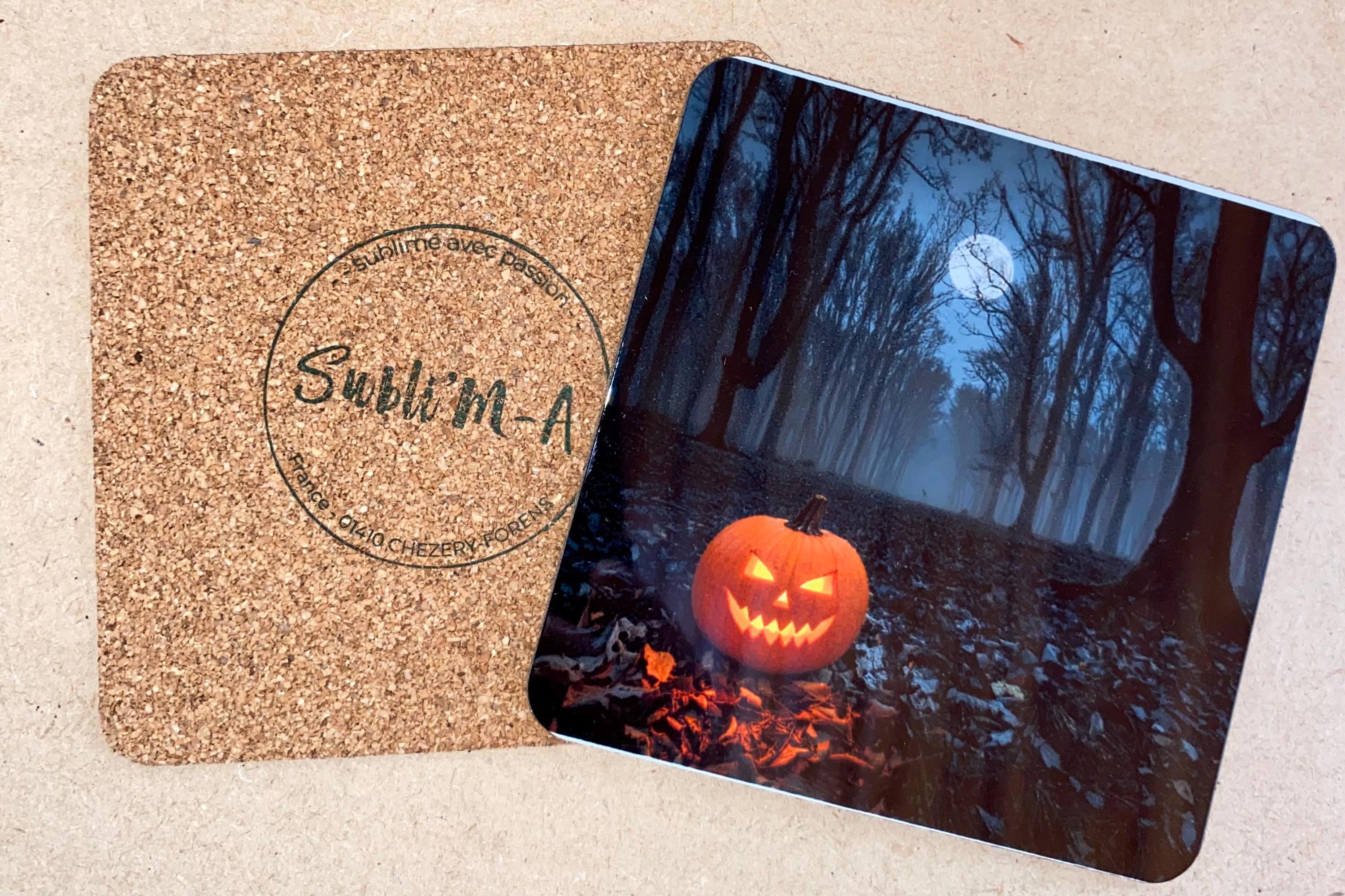 Lot 4 sous-verres/dessous de tasses, sous-bocks, carrés, thème Halloween